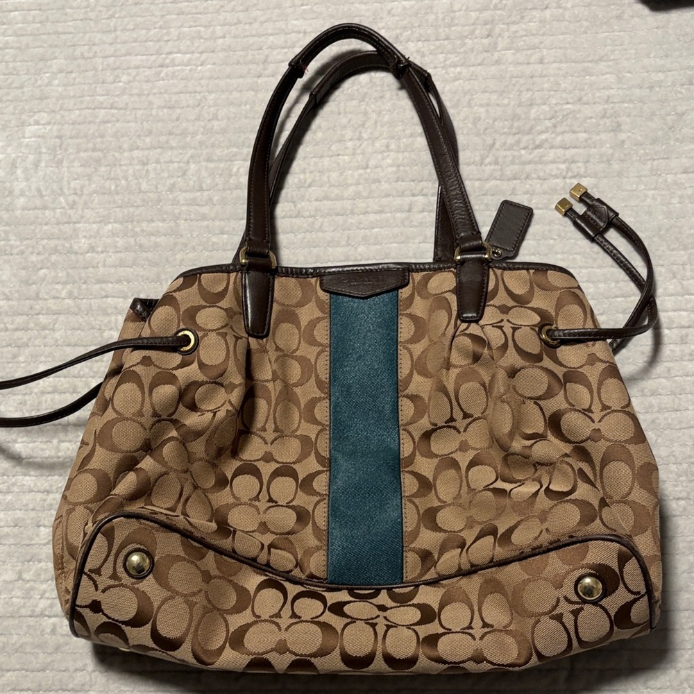 Brown and Teal Designer Tote Bag